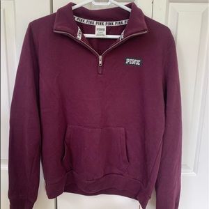 PINK Victoria Secret Maroon Quarter Zip Hoodie